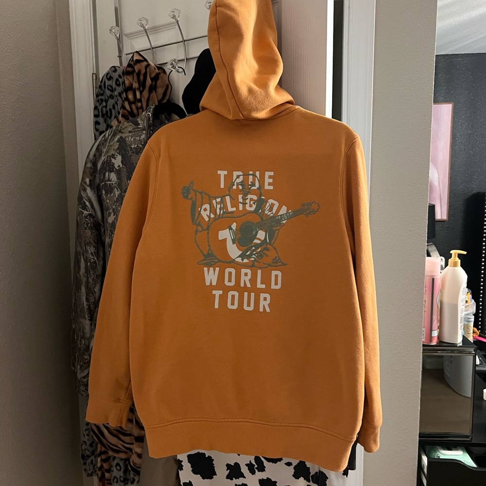 True Religion Orange Zip Up Hoodie